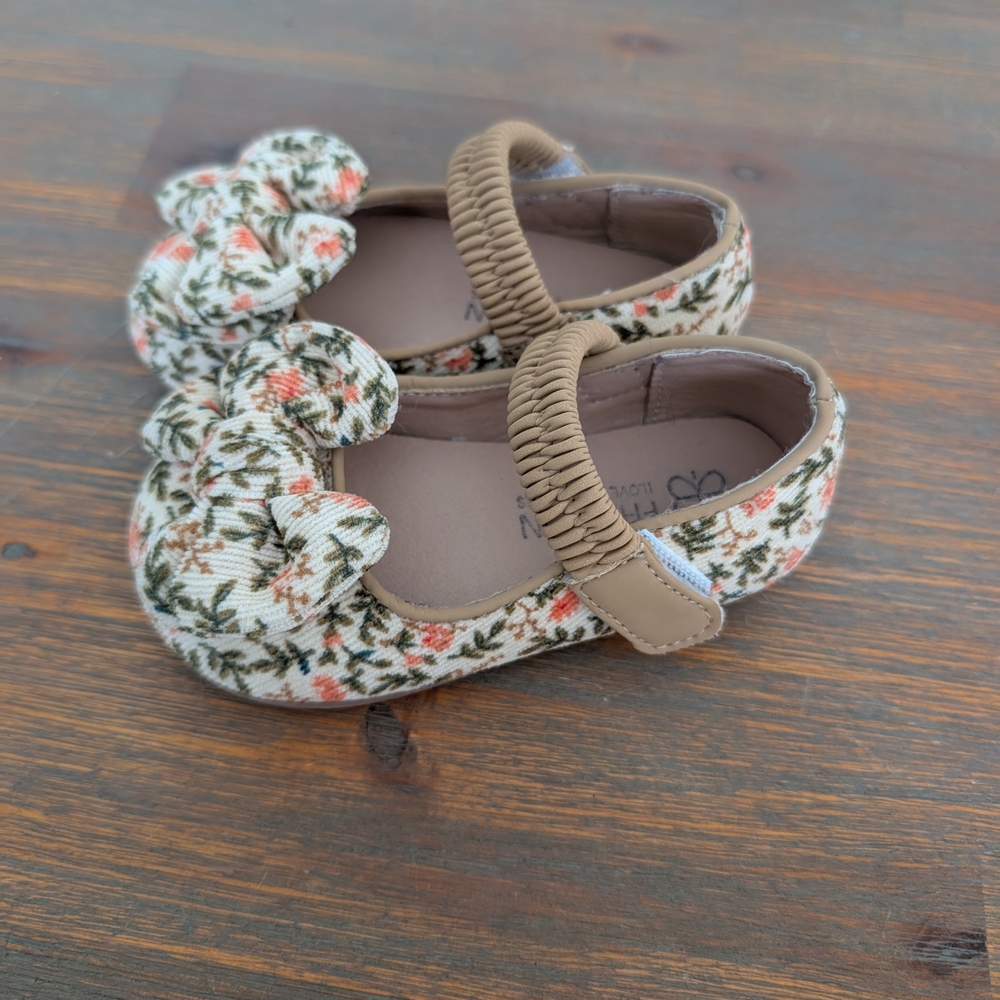 Floral Baby Shoes with Bow